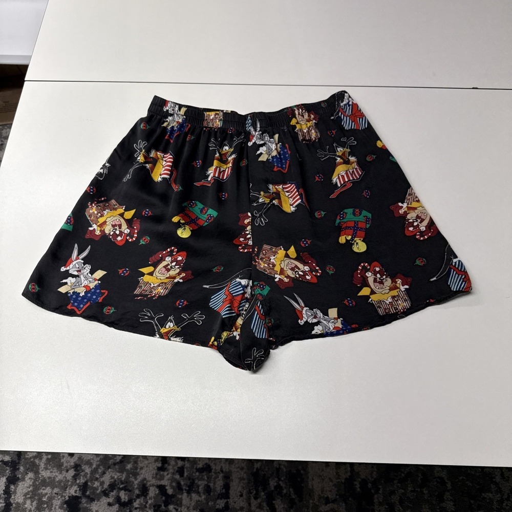 Vintage Looney Tunes Mania Mens Boxer Shorts Sz XL (40-42) SILK Black